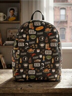 🛍Black Funko Seinfeld Faux Vegan Leather Small Mini Backpack